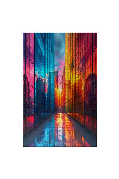 StoryGift Romania Tablou Canvas Caleidoscopul Urban Armonia Culorilor Aprinse Și Reflexia Cerului Roz , Pictura
