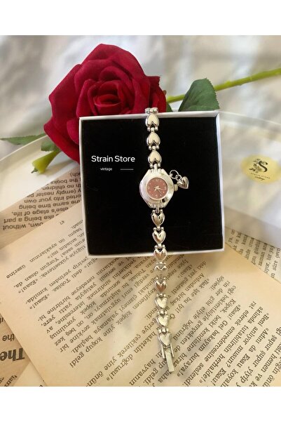 chaoyada Pinterest Bordo Kalp Charm Vintage Kadın Saat Özel Kutusunda