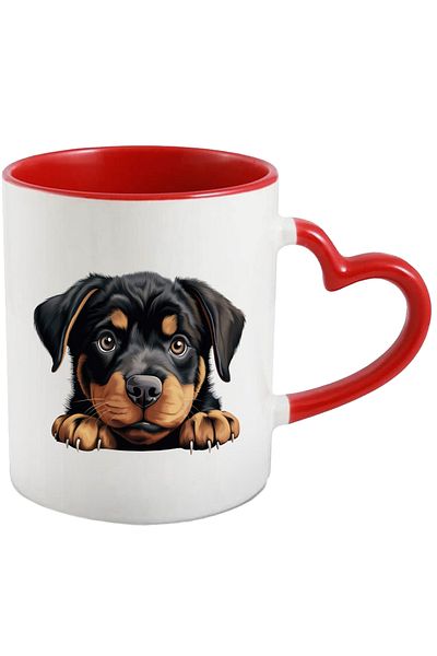 StoryGift Romania Mug with a puppy looking shy | illustration | claws | has no courage | paw, With ,STG