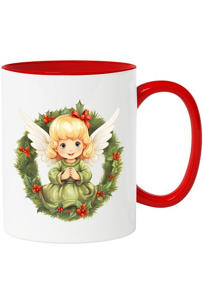StoryGift Romania Mug with a baby with angel wings | illustration | crown | mistletoe | holidays, With ,STG.