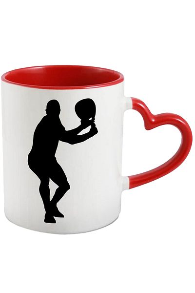 StoryGift Romania Mug for tennis enthusiasts - tennis racket with Red Heart Handle, With Heart Handle, STG.