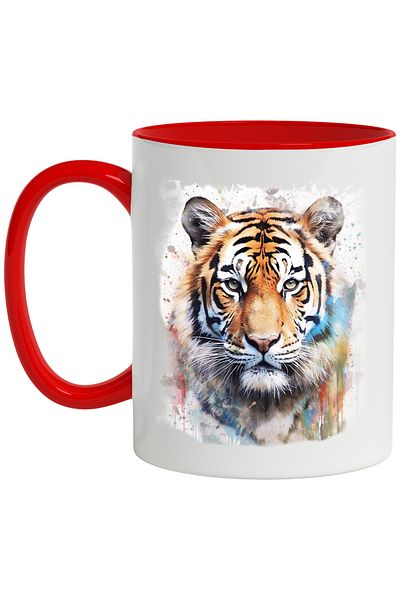 StoryGift Romania Mug With Tiger Head, Poster, Illustration, Paint, Animal, Multicolor 330 ml, Ceram, With ,STG.