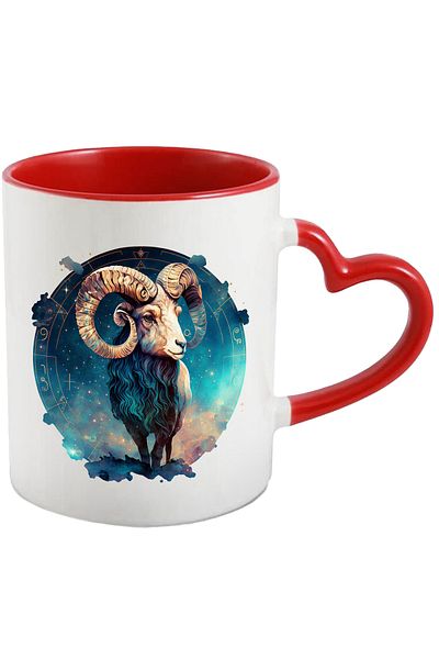 StoryGift Romania Mug with a serious ram | illustration | circle | starry sky | galaxy | abs art, With ,STG .