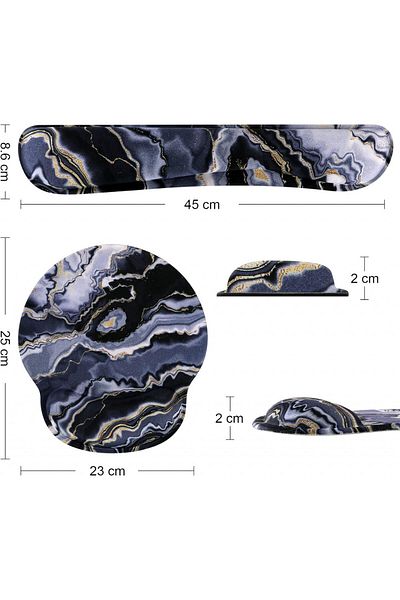 Haocoo mousepad and wrist rest set, memory foam/PU rubber, gray/black/gold