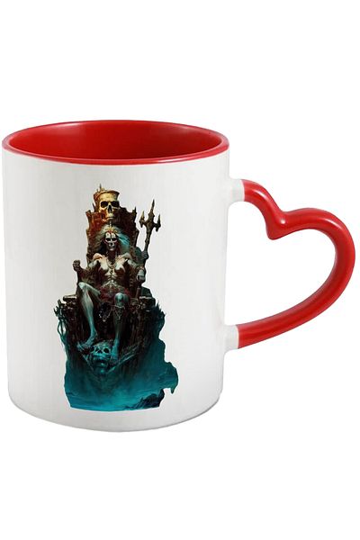 StoryGift Romania Mug With Queen on Throne, Skull, Crown, Feminism, Power, Ceramic, 330ml, with Ma, With, STG.