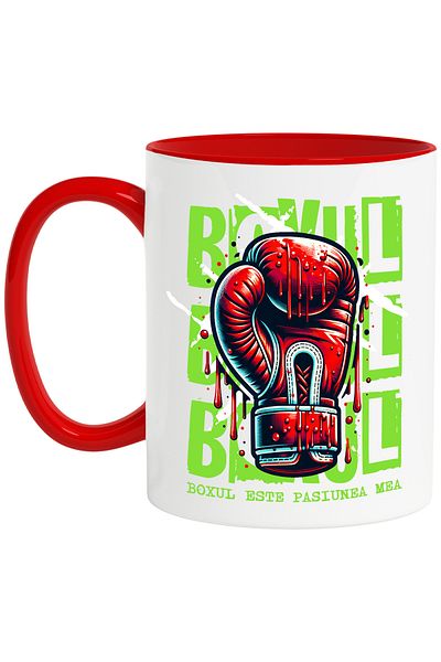 StoryGift Romania Mug Bloody boxing glove, contact sport, text BOXING IS MY PASSION, , With ,STG .