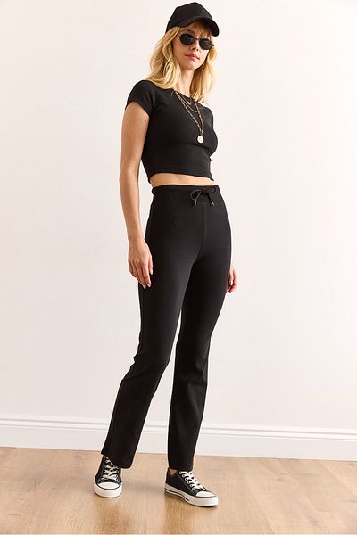 Olalook Women Black Top T-Shirt Bottom Spanish Pants Cotton Team Tkm-19000386