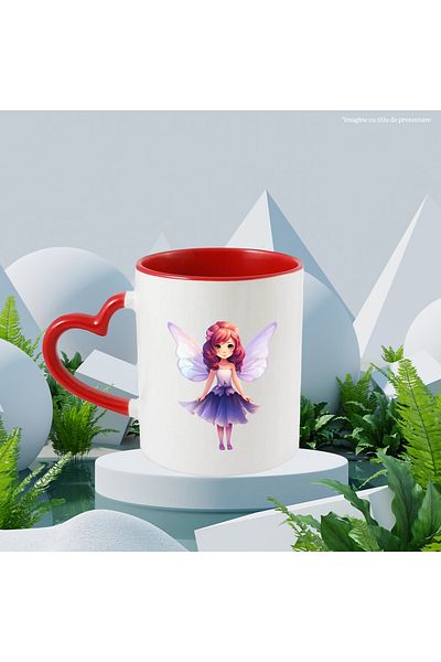 StoryGift Romania Mug with a cute little girl with fairy wings | illustration | dress | purple | ca-n p, Cu ,STG