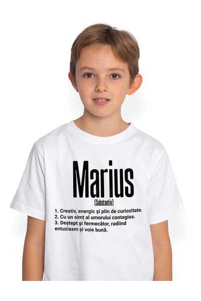 StoryGift Romania Tricou Copii Baieti Cu Numele Marius, Cu Mesaj Motivational...