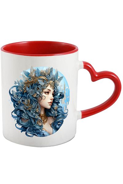 StoryGift Romania Mug with a cute girl with long hair | circle | flowers | abstract art | look , With ,STG