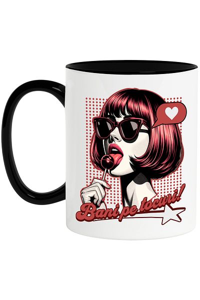 StoryGift Romania Money on heels mug, girl with sunglasses and candy, 330ml, Ceramic with M, Cu, STG.