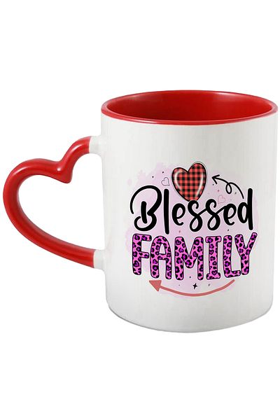 StoryGift Romania Mug with the message "Blessed family", illustration, family, relatives, blessed, heart, With, STG.