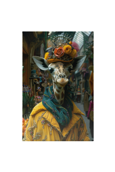 StoryGift Romania Tablou Canvas Copilul Girafa In Magazinul De Haine Pasionat...