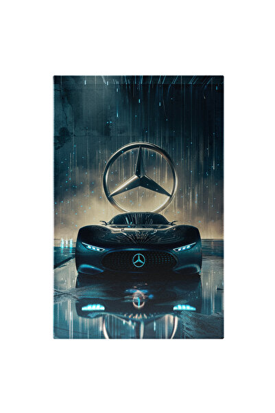 StoryGift Romania Tablou Canvas Sport Car Mercedes Negru Cu Faruri Puternice Intr-o Incapere Intunecata Cu Lumin