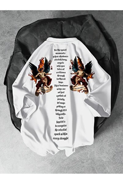 LAND MODA Ανδρικό μπλουζάκι Street Style Loose Fit με γραφικό σχέδιο Angel Faith