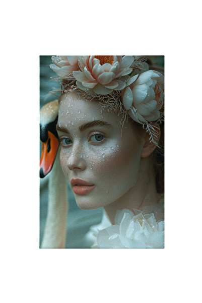 StoryGift Romania Tablou Canvas Fata Cu Flori In Par Si Ochii Albastri Cu Buz...