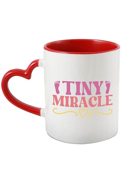 StoryGift Romania Mug with hearts and footsteps with the text "Tiny miracle" - tiny miracle baby child, With ,STG.
