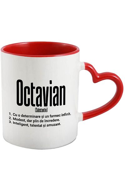 StoryGift Romania Mug With Name Octavian, Determination, Modest, Intelligent, Funny, Personalized, With ,STG