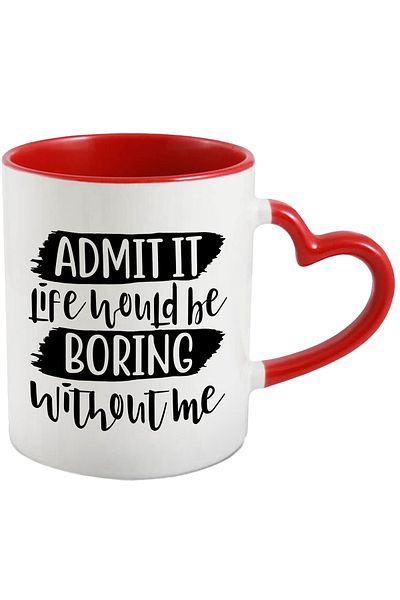 StoryGift Romania Mug for those who consider themselves important - boring life with Heart Handle, With ,STG.
