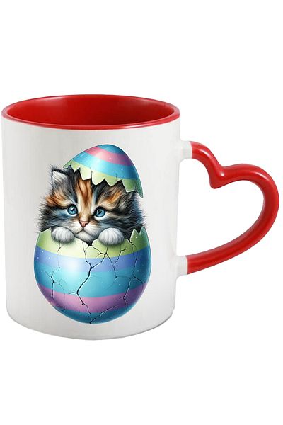 StoryGift Romania Mug with a shy kitten coming out of a broken egg | illustration | feline | with, with, STG