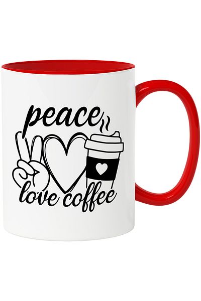 StoryGift Romania Mug with heart and the text "Peace, love coffee" - peace loves coffee with Handle, With,STG.