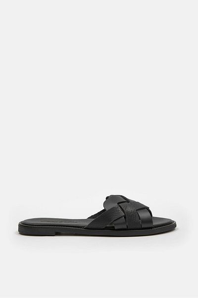 NILUFARR Papuci de damă Hazel Black din piele naturală