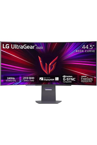 LG 45" UltraGear OLED WQHD Curved Gaming Monitor, 240Hz Refresh Rate & 0.03ms (GtG), NVIDIA G-SYNC