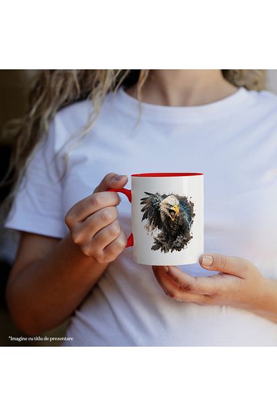 StoryGift Romania Mug With Eagle, Wings, Feathers, Stones, Bird, Beak, Animal, Multicolor 330 ml, Ce, Cu,STG.