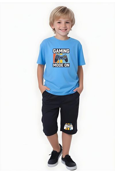 FYK KİDS Boy's Summer Printed Bottom-Top Suit