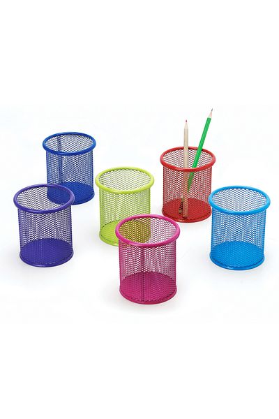 VİVA İnox Office Metal File Pen Holder 6 Pieces Mixed Color