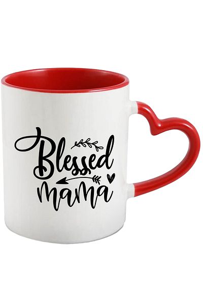 StoryGift Romania Mug with a heart and the text "Blessed mama" - blessed, beloved, appreciated mother, With, STG.