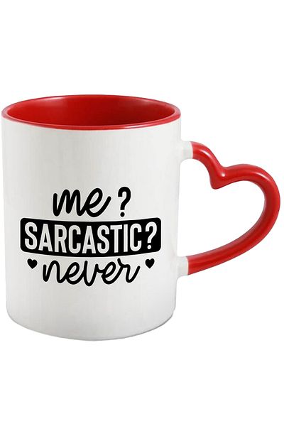 StoryGift Romania Mug with the text in English "Me? Sarcastic? Never" - Me? Sarcastic? Never with M, With, STG