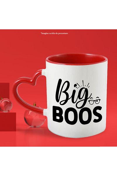 StoryGift Romania Mug with illustration showing some glasses and the message in English "Big boos" - hui, Cu,STG