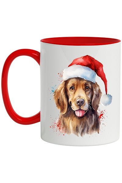 StoryGift Romania Mug With Puppy, Fez, Christmas, Watercolor, Paint Splatters, Winter, Multicolor 330 ml, With ,STG.