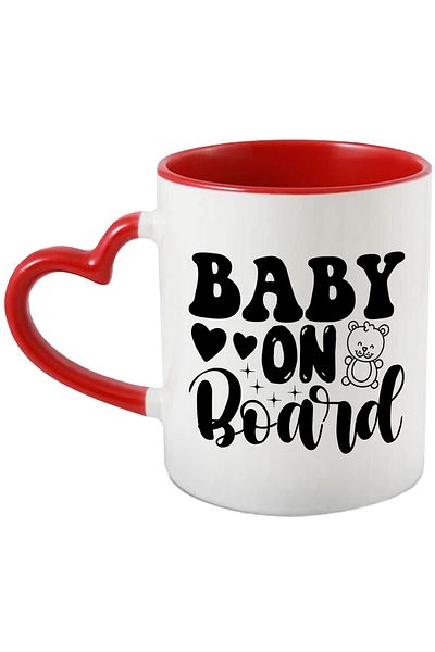 StoryGift Romania Mug with hearts and a teddy bear for babies with the message in English "Baby on boar, Cu,STG.