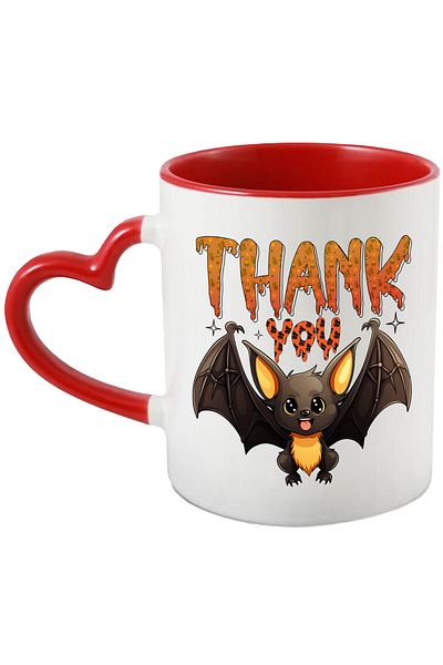 StoryGift Romania Mug with the message "Thank you", cheerful bat, illustration, Halloween, celebration, oc, With, STG.
