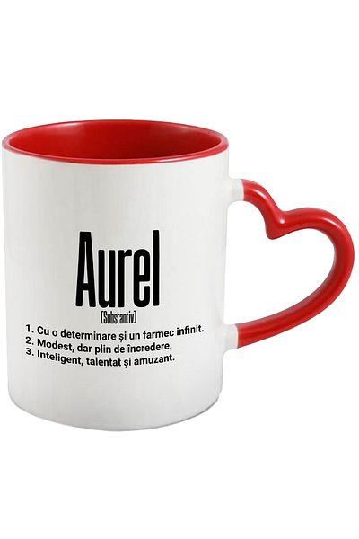 StoryGift Romania Mug With The Name Aurel, Determination, Modest, Intelligent, Funny, Personalized, Like, With, STG.