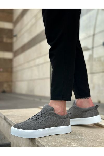 EBRUS TREND Ba0104 Lace-Up Gray Suede White Sole Sports Classic Men's Shoes