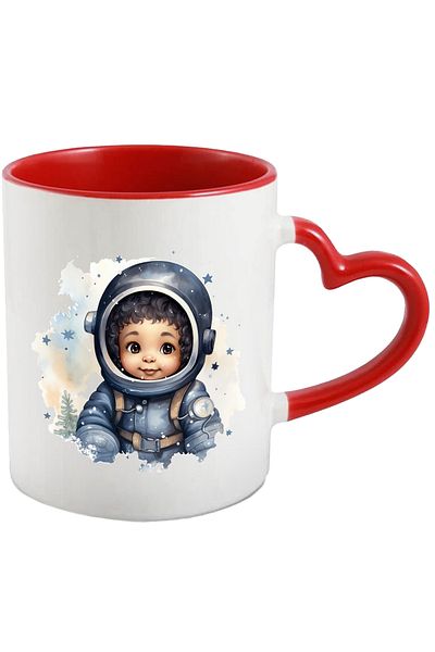 StoryGift Romania Mug with a little girl in an astronaut costume | illustration | curiosity | winter | fri, Cu ,STG