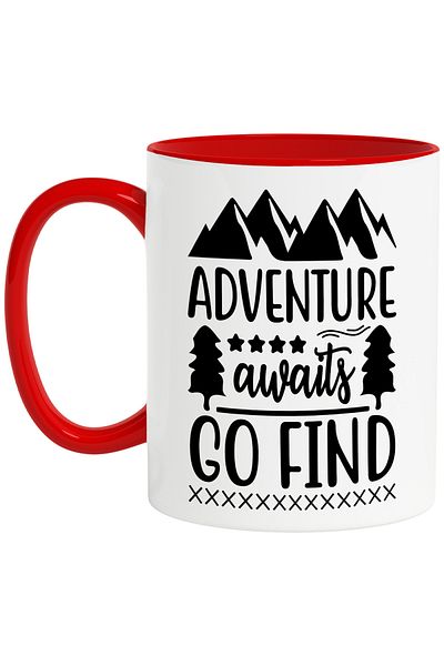 StoryGift Romania Mug with mountains and fir trees with the message "Adventure awaits, go find", With ,STG.