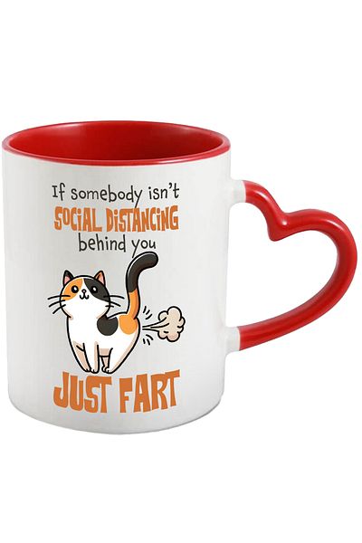 StoryGift Romania Cat mug with the message "If somebody isn't social distancing behind you, just , With ,STG .