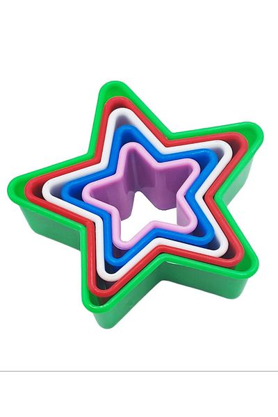 BV Set de 5 forme de biscuiți în formă de stea, pentru biscuiți sau gogoși, 9 cm, 519COF