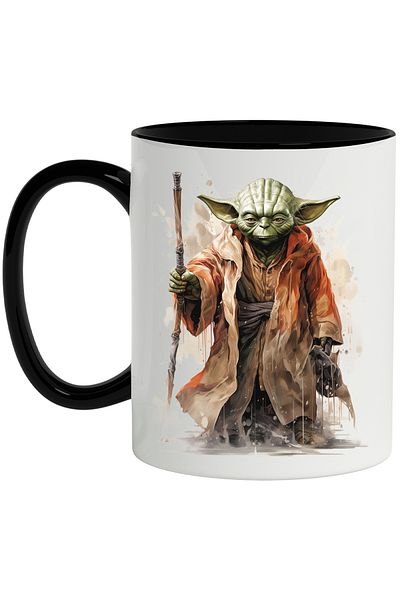 StoryGift Romania Mug With Yoda, Staff, Rain, Master, Jedi, Star Wars, Multicolor 330 m, Ceramic, With ,STG .