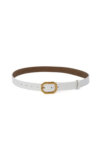 JOLAR. Women's belt, JOLAR. elegant natural leather, classic gold buckle, 108 cm BZ-48 White