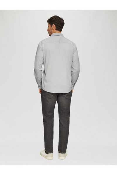 s.Oliver Men's long-sleeved shirt with regular fit, Light gray, S