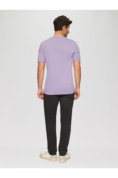 s.Oliver Men's Cotton T-shirt With Crew Neck, Logo, Lilac, 2xl