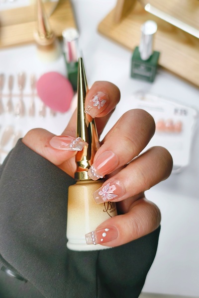 Easy Beauty French Protez Tırnak MEDIUM Beden 10 Adet El Yapımı Takma Tırnak ...