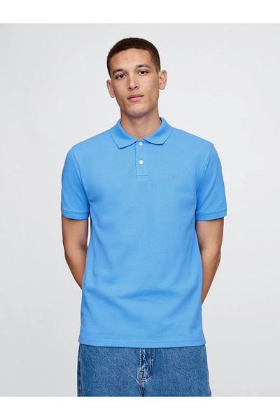 GAP Ανδρικό μπλουζάκι με λογότυπο Piqué Polo Neck Μπλε
