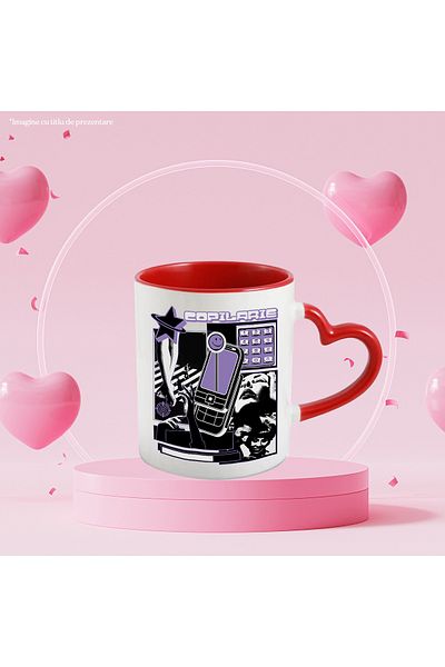 StoryGift Romania Vintage phone mug with childhood graphics, few pixels, 330ml, Ceramic with Handle I, With, STG.