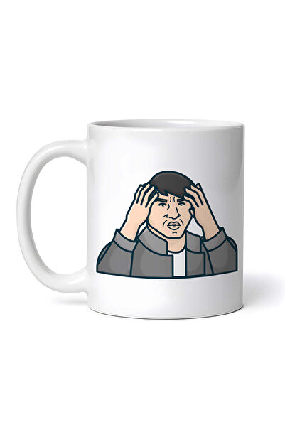 OEM Εξατομικευμένη λευκή κούπα, Jackie Chan Confused Meme, INOVATIX®. 330ml